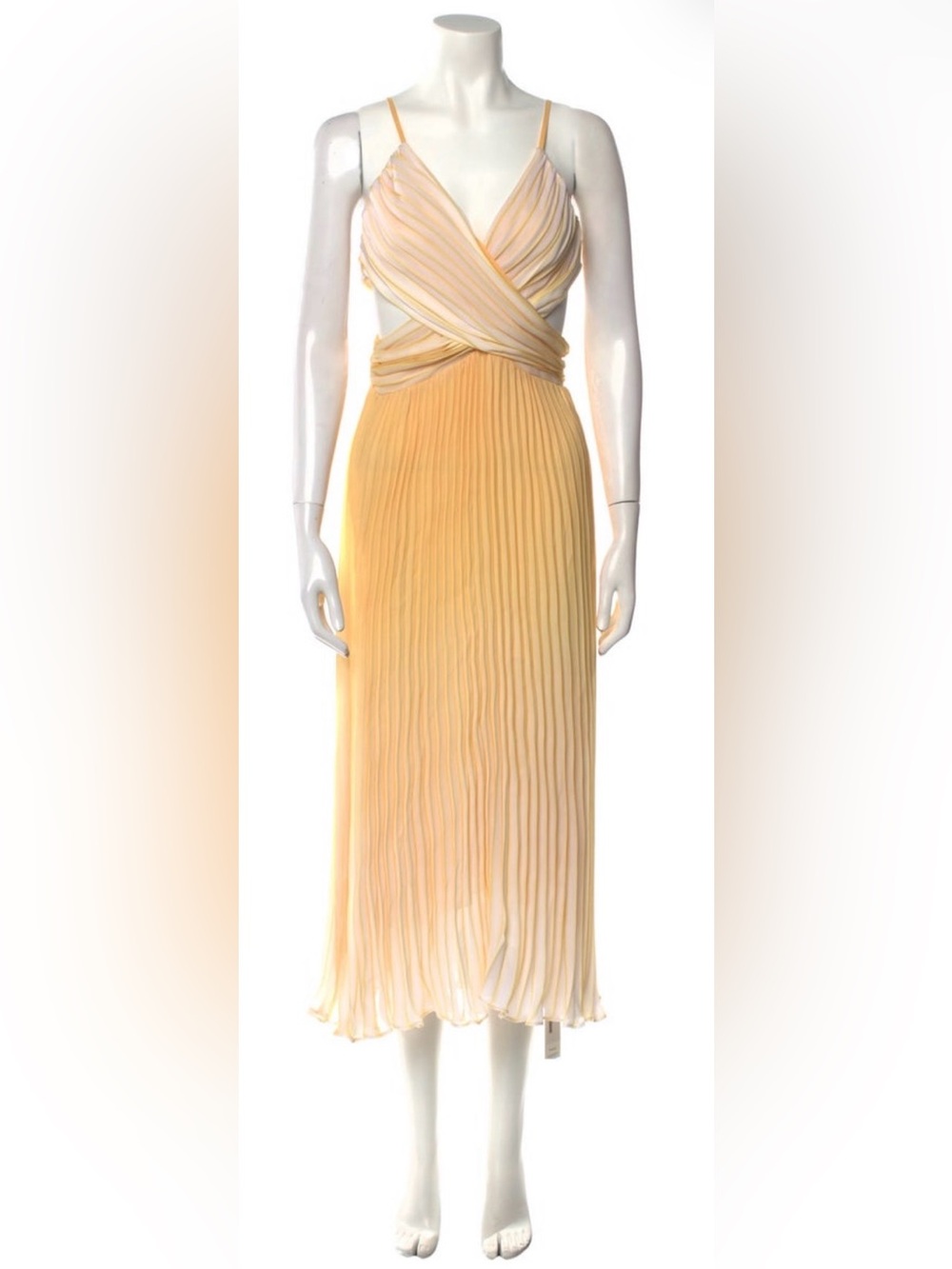 Ramy Brook Pale Yellow Pleated Maxi Dress